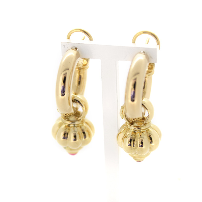 Oorbellen Creolen Hanger Geelgoud 18K Kleursteen Tweedehands 2272-3193 Juwelier Clem Vercammen.jpg