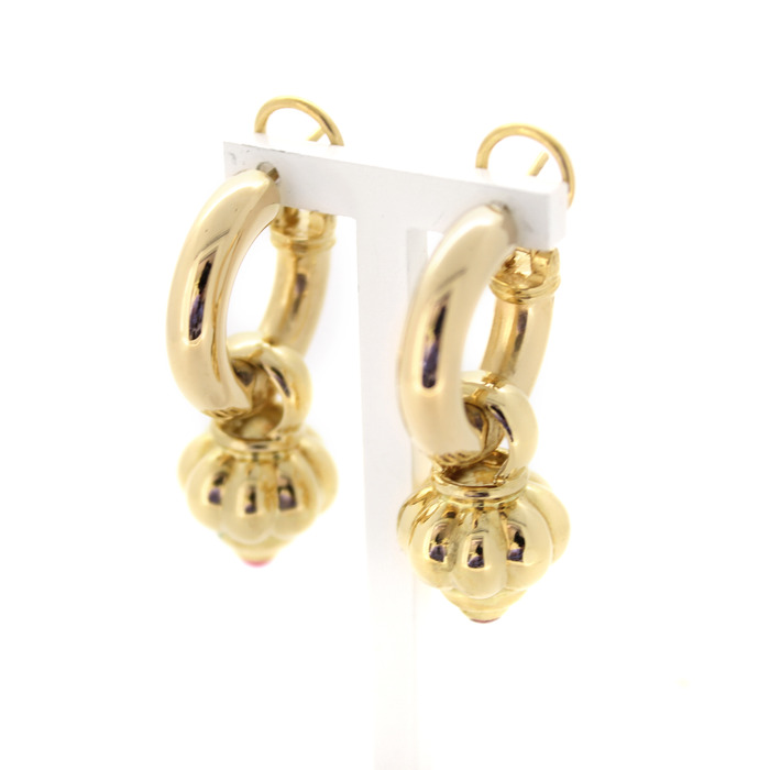 Oorbellen Creolen Hanger Geelgoud 18K Kleursteen Tweedehands 2272-3193 Juwelier Clem Vercammen.jpg