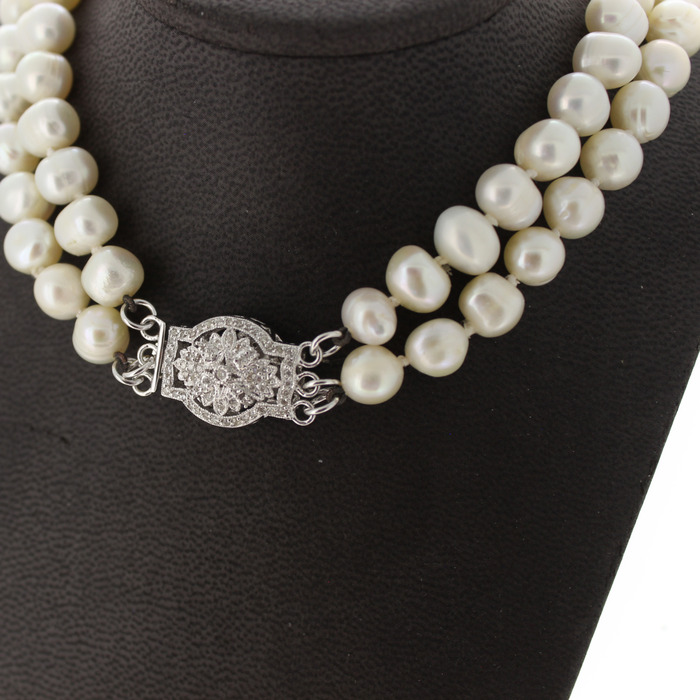 Parelcollier Witgoud 18K Brijanten Tweedehands 2300-3229 Juwelier Clem Vercammen.jpg