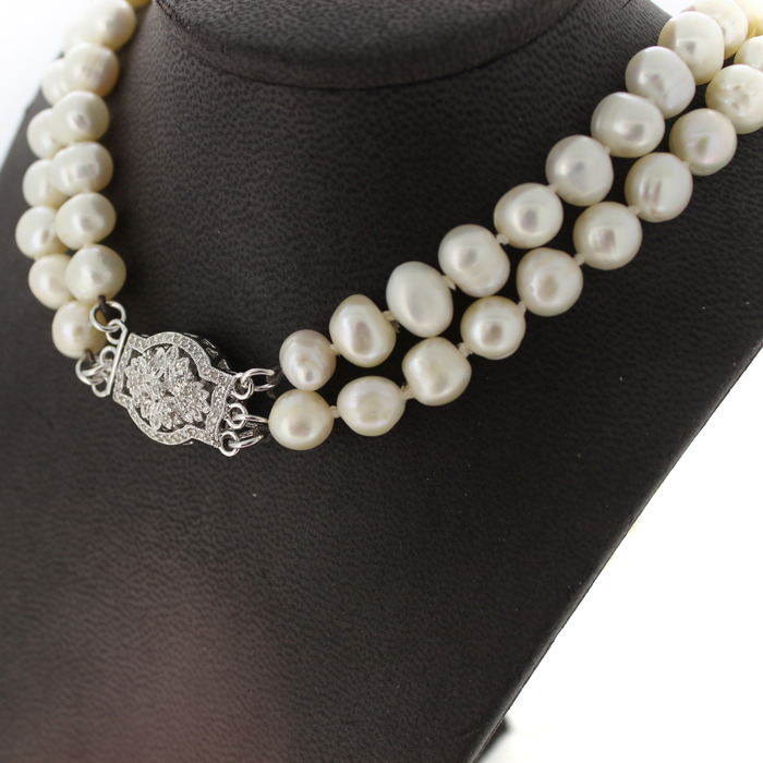Parelcollier Witgoud 18K Brijanten Tweedehands 2300-3229 Juwelier Clem Vercammen.jpg