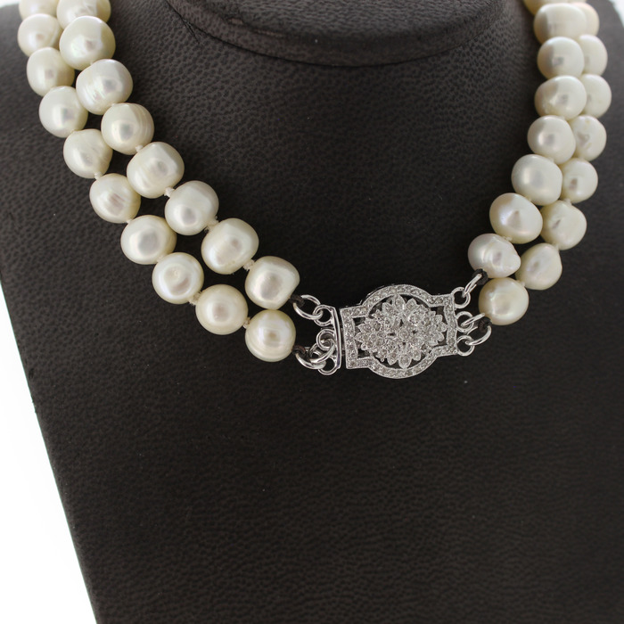 Parelcollier Witgoud 18K Brijanten Tweedehands 2300-3229 Juwelier Clem Vercammen.jpg