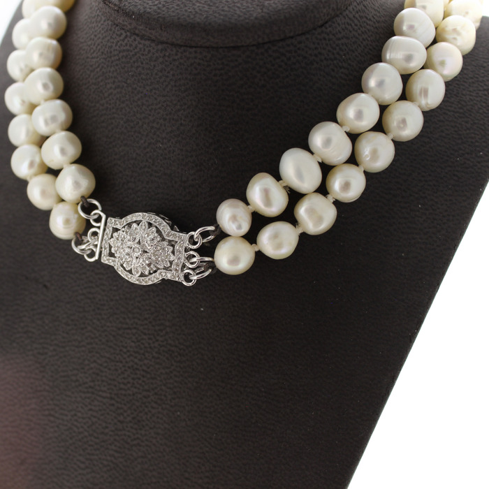 Parelcollier Witgoud 18K Brijanten Tweedehands 2300-3229 Juwelier Clem Vercammen.jpg