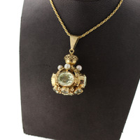 Juweel Ketting met vintage hanger geelgoud 18 karaat parels en kleurstenen '2265-3231-TWDH' Juweel Ketting met vintage hanger geelgoud 18 karaat parels en kleurstenen '2265-3231-TWDH'