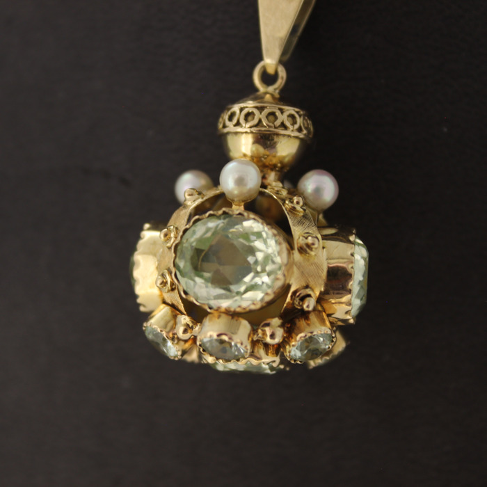 Ketting Vintage Hanger Kleurstenen Geelgoud 18K Tweedehands 2265-3231 Juwelier Clem Vercammen.jpg