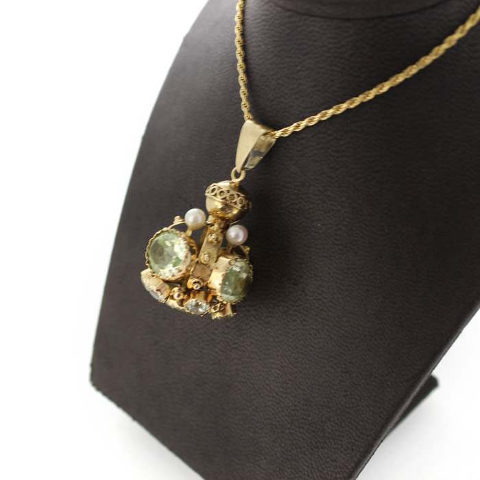 Ketting Vintage Hanger Kleurstenen Geelgoud 18K Tweedehands 2265-3231 Juwelier Clem Vercammen.jpg