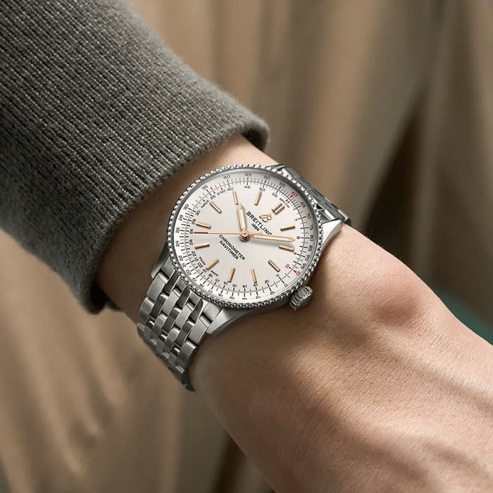 272545 01 Breitling Navitimer Automatic 36 Cream Steel Bracelet A17327211G1A1 Juwelier Clem Vercammen 1.jpg