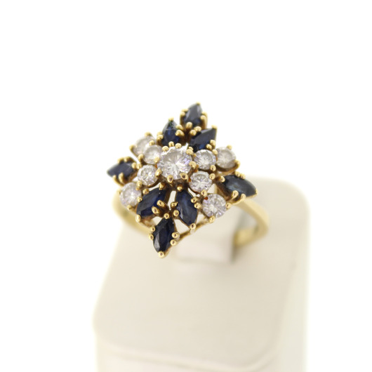Juweel Coctail Ring geelgoud 18 karaat saffier - briljanten '2363-3242-TWDH' Juweel Coctail Ring geelgoud 18 karaat saffier - briljanten '2363-3242-TWDH'