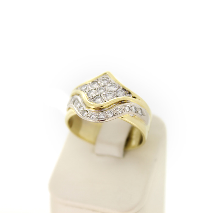 Ring Bicolor Wit Geelgoud 18 Karaat Briljanten Tweedehands 2364-3243 Juwelier Clem Vercammen.jpg