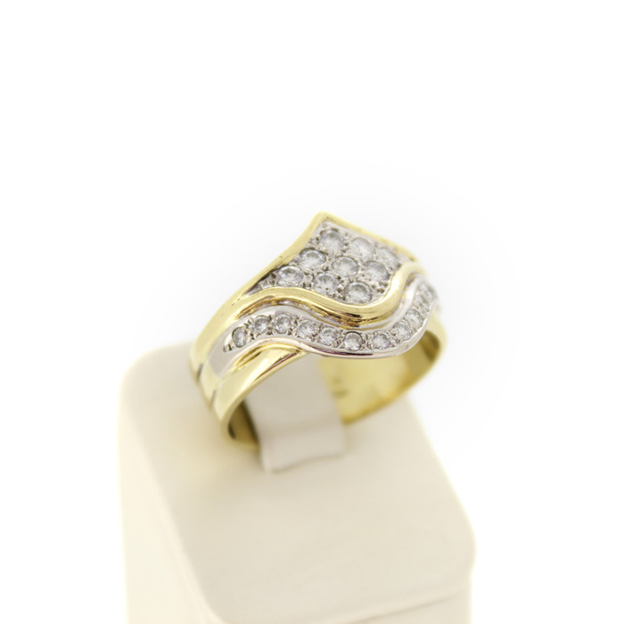 Ring Bicolor Wit Geelgoud 18 Karaat Briljanten Tweedehands 2364-3243 Juwelier Clem Vercammen.jpg