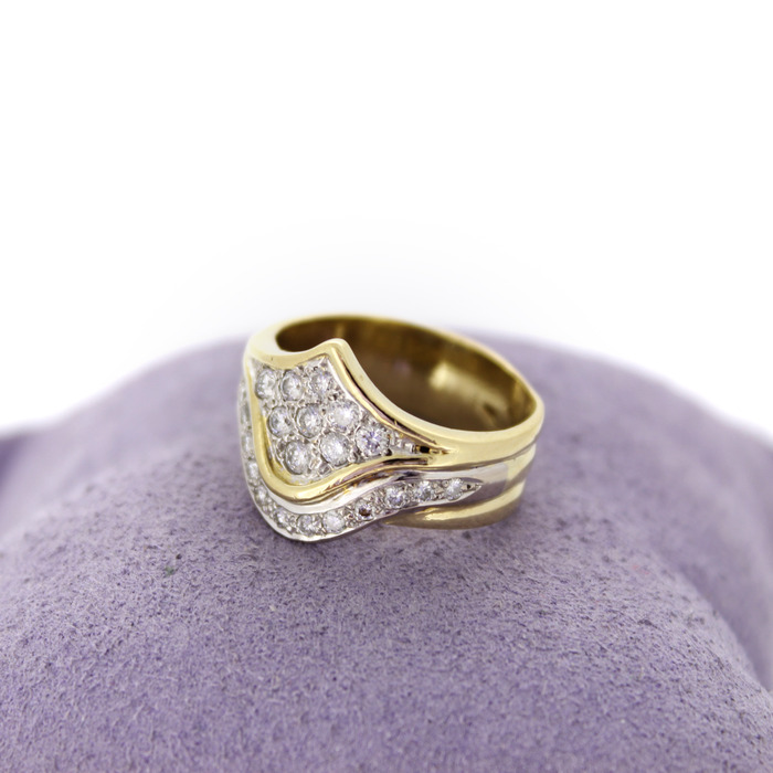 Ring Bicolor Wit Geelgoud 18 Karaat Briljanten Tweedehands 2364-3243 Juwelier Clem Vercammen.jpg