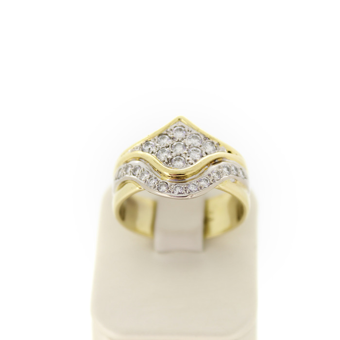 Ring Bicolor Wit Geelgoud 18 Karaat Briljanten Tweedehands 2364-3243 Juwelier Clem Vercammen.jpg
