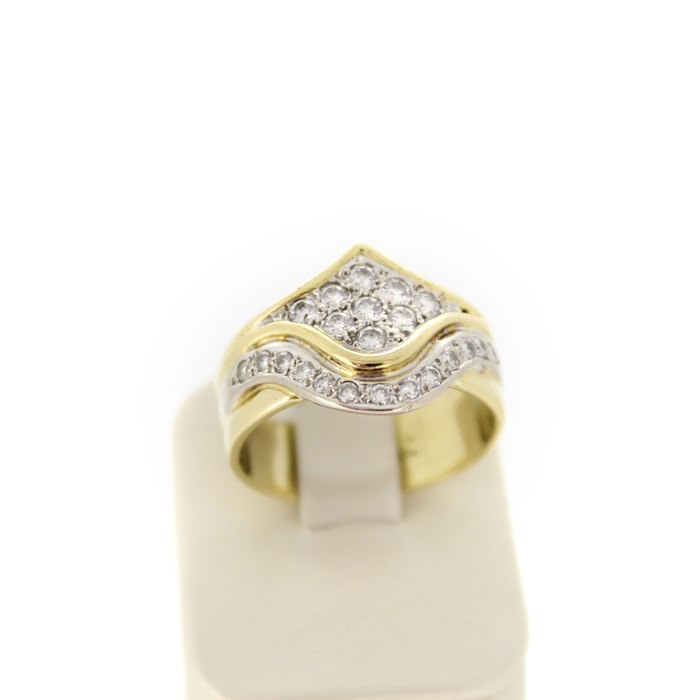 Ring Bicolor Wit Geelgoud 18 Karaat Briljanten Tweedehands 2364-3243 Juwelier Clem Vercammen.jpg