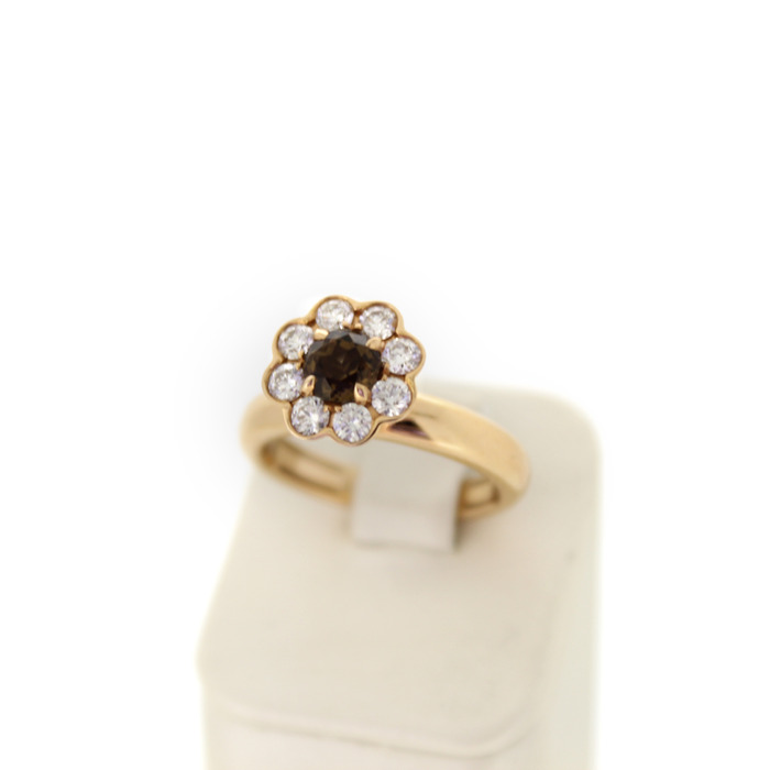 Ring Hulchi Belluni Rose Goud 18K Briljants Smokey Quartz Tweedehands 2557-3255 Juwelier Clem Vercammen.jpg