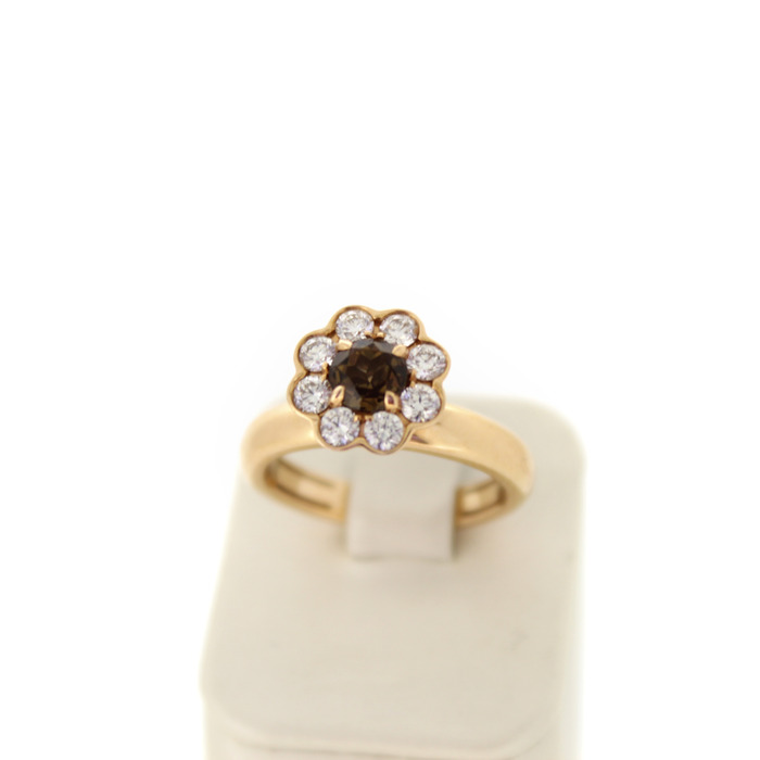 Ring Hulchi Belluni Rose Goud 18K Briljants Smokey Quartz Tweedehands 2557-3255 Juwelier Clem Vercammen.jpg