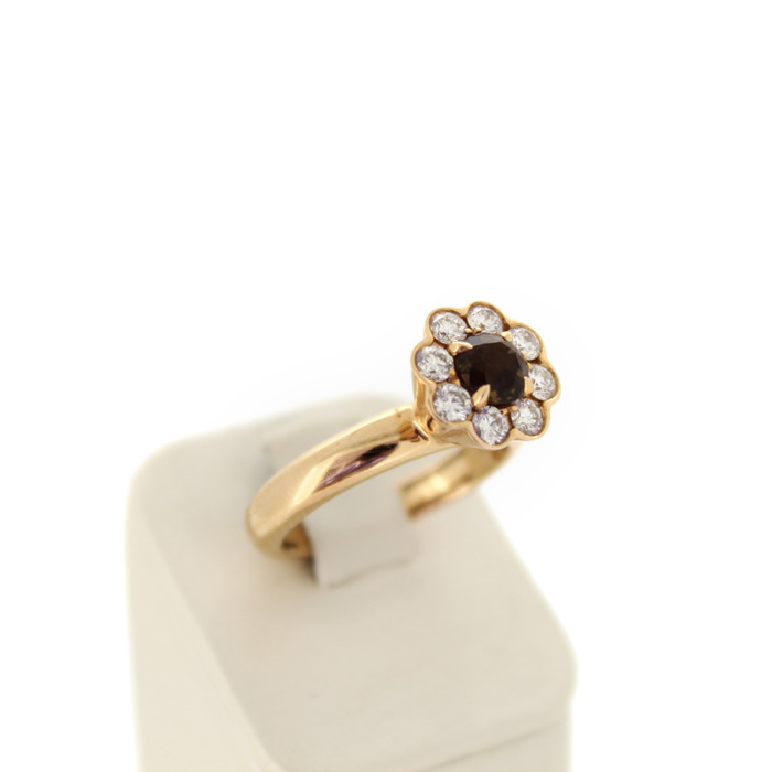 Ring Hulchi Belluni Rose Goud 18K Briljants Smokey Quartz Tweedehands 2557-3255 Juwelier Clem Vercammen.jpg