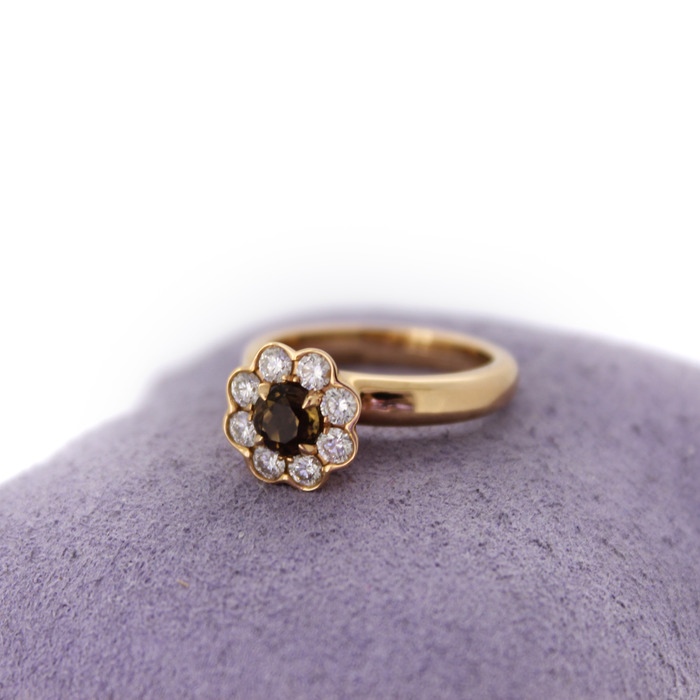 Ring Hulchi Belluni Rose Goud 18K Briljants Smokey Quartz Tweedehands 2557-3255 Juwelier Clem Vercammen.jpg