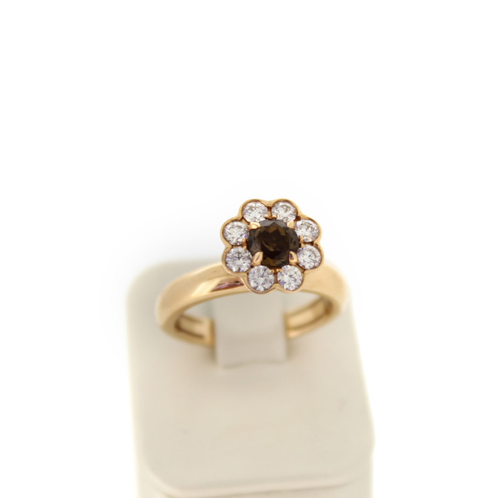 Ring Hulchi Belluni Rose Goud 18K Briljants Smokey Quartz Tweedehands 2557-3255 Juwelier Clem Vercammen.jpg
