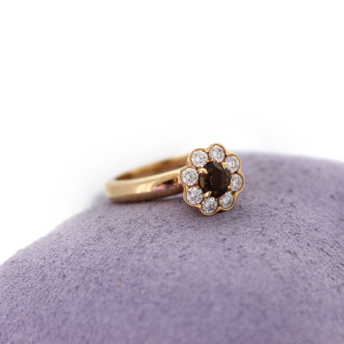 Ring Hulchi Belluni Rose Goud 18K Briljants Smokey Quartz Tweedehands 2557-3255 Juwelier Clem Vercammen.jpg