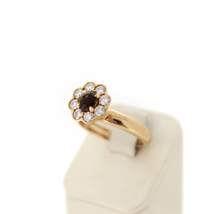 Ring Hulchi Belluni Rose Goud 18K Briljants Smokey Quartz Tweedehands 2557-3255 Juwelier Clem Vercammen.jpg