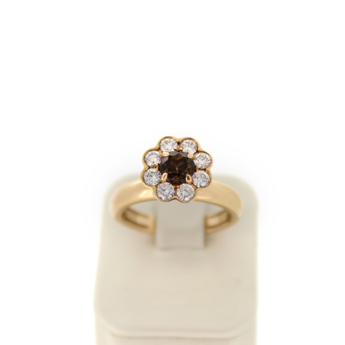 Ring Hulchi Belluni Rose Goud 18K Briljants Smokey Quartz Tweedehands 2557-3255 Juwelier Clem Vercammen.jpg