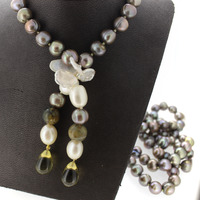Juweel Knoop parelscollier met quartz stenen '2227-3234-TWDH' Juweel Knoop parelscollier met quartz stenen '2227-3234-TWDH'