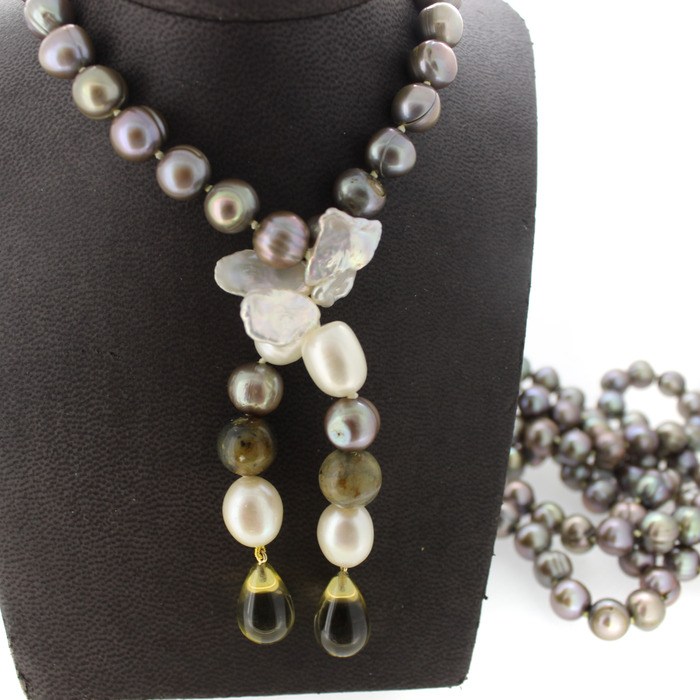 Knoop Parelcollier Met Quartz Stenen Tweedehands 2227-3234 Juwelier Clem Vercammen.jpg