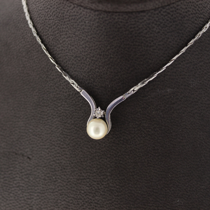 Collier Witgoud 18K Briljant Parel Tweedehands 2152-3160 Juwelier Clem Vercammen.jpg