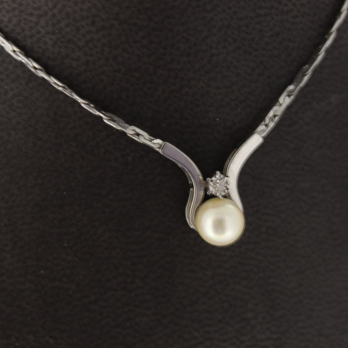 Collier Witgoud 18K Briljant Parel Tweedehands 2152-3160 Juwelier Clem Vercammen.jpg