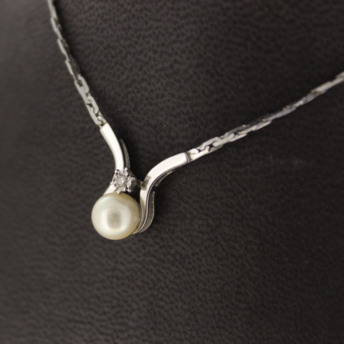 Collier Witgoud 18K Briljant Parel Tweedehands 2152-3160 Juwelier Clem Vercammen.jpg
