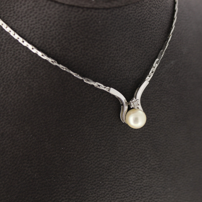 Collier Witgoud 18K Briljant Parel Tweedehands 2152-3160 Juwelier Clem Vercammen.jpg