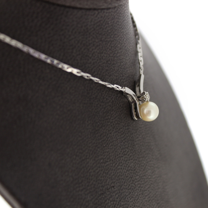 Collier Witgoud 18K Briljant Parel Tweedehands 2152-3160 Juwelier Clem Vercammen.jpg