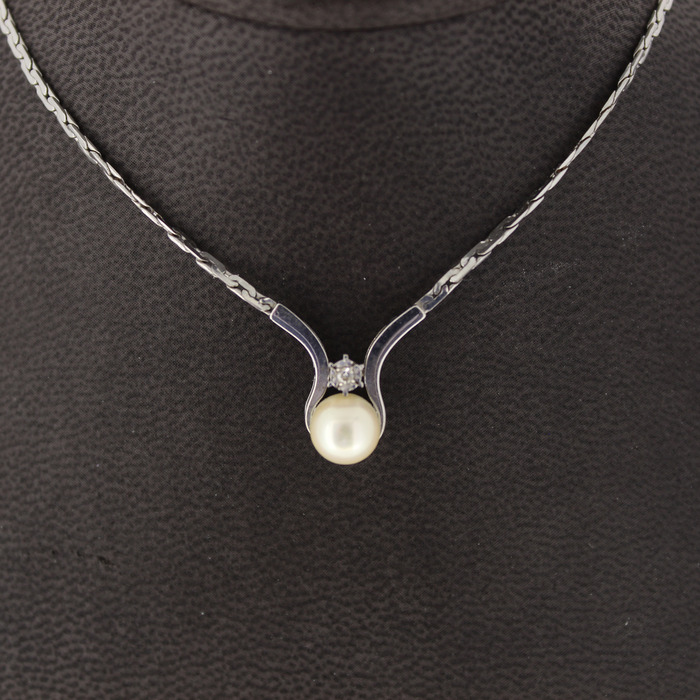 Collier Witgoud 18K Briljant Parel Tweedehands 2152-3160 Juwelier Clem Vercammen.jpg
