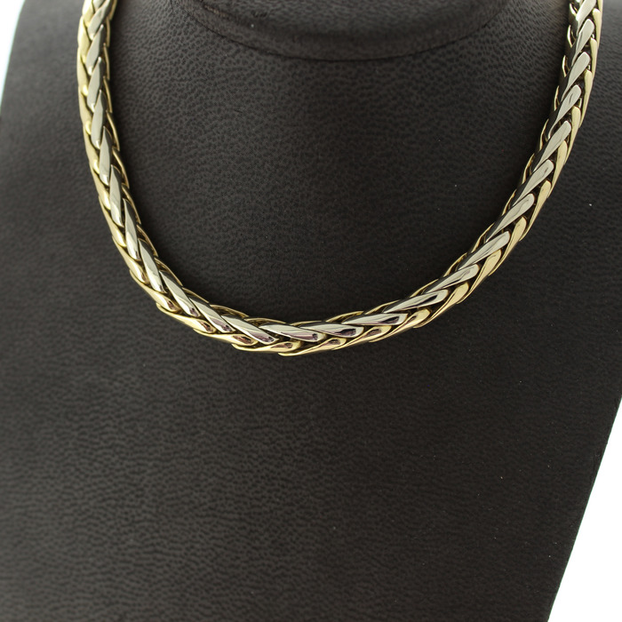 Collier Palmier Bicolor Wit Geelgoud 18 Karaat TWeedehands 2679-3258 Juwelier Clem Vercammen.jpg