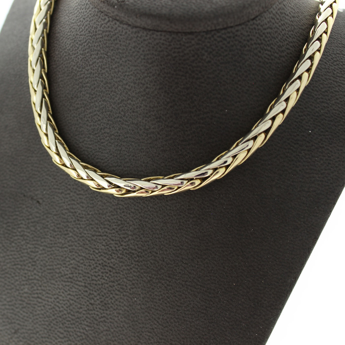 Collier Palmier Bicolor Wit Geelgoud 18 Karaat TWeedehands 2679-3258 Juwelier Clem Vercammen.jpg