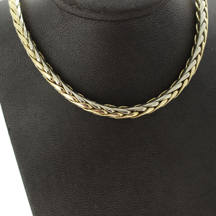 Collier Palmier Bicolor Wit Geelgoud 18 Karaat TWeedehands 2679-3258 Juwelier Clem Vercammen.jpg