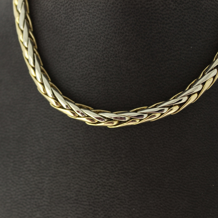 Collier Palmier Bicolor Wit Geelgoud 18 Karaat TWeedehands 2679-3258 Juwelier Clem Vercammen.jpg