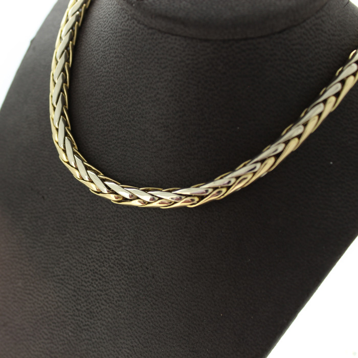 Collier Palmier Bicolor Wit Geelgoud 18 Karaat TWeedehands 2679-3258 Juwelier Clem Vercammen.jpg