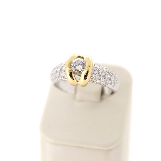 Juweel Ring bicolor wit en geelgoud 18 karaat gezet met briljanten '2168-3264-TWDH' Juweel Ring bicolor wit en geelgoud 18 karaat gezet met briljanten '2168-3264-TWDH'