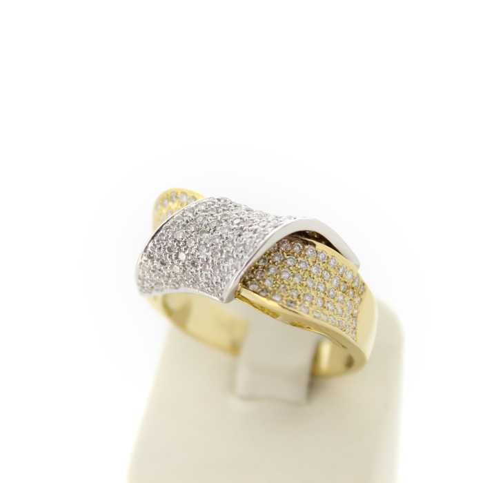 Ring Bicolor Wit Geelgoud 18 Karaat Briljanten Pave Tweedehands 2261-3201 Juwelier Clem Vercammen.jpg