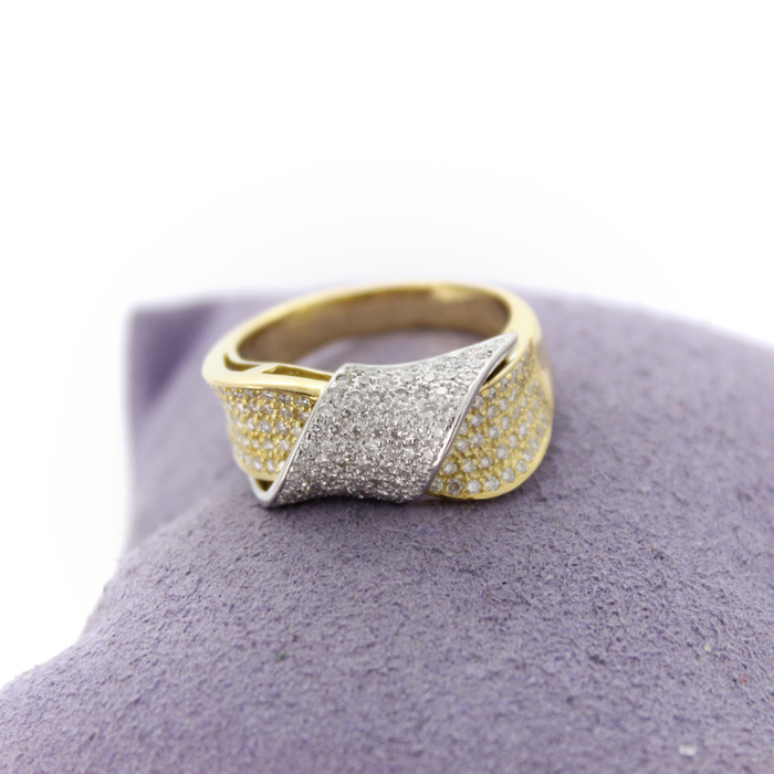 Ring Bicolor Wit Geelgoud 18 Karaat Briljanten Pave Tweedehands 2261-3201 Juwelier Clem Vercammen.jpg