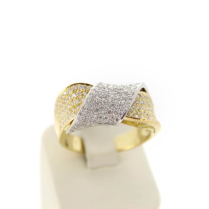 Ring Bicolor Wit Geelgoud 18 Karaat Briljanten Pave Tweedehands 2261-3201 Juwelier Clem Vercammen.jpg