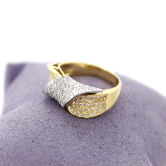 Ring Bicolor Wit Geelgoud 18 Karaat Briljanten Pave Tweedehands 2261-3201 Juwelier Clem Vercammen.jpg
