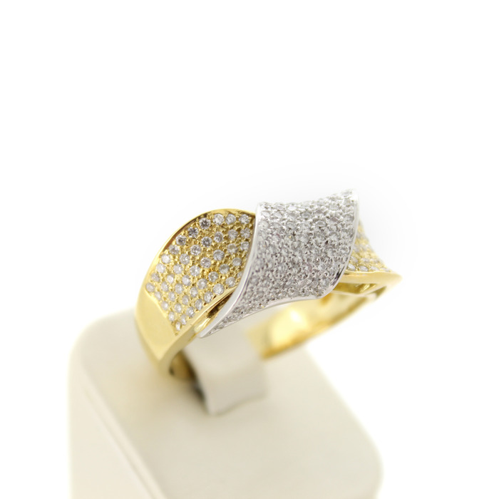 Ring Bicolor Wit Geelgoud 18 Karaat Briljanten Pave Tweedehands 2261-3201 Juwelier Clem Vercammen.jpg