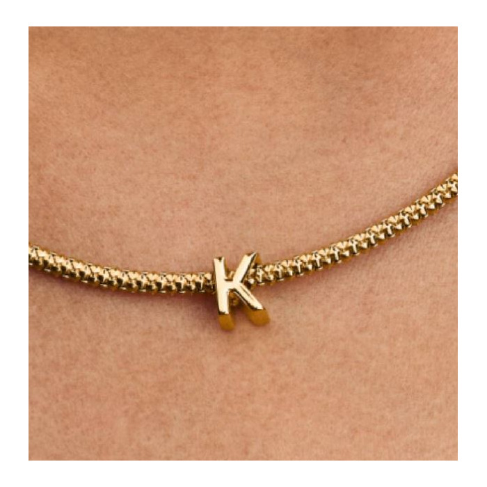 277101 01 Pandora Bedel Letter K 14K Pleetgoud 763957C00 Juwelier Clem Vercammen.jpg