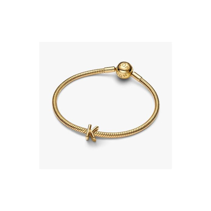 277101 01 Pandora Bedel Letter K 14K Pleetgoud 763957C00 Juwelier Clem Vercammen.jpg