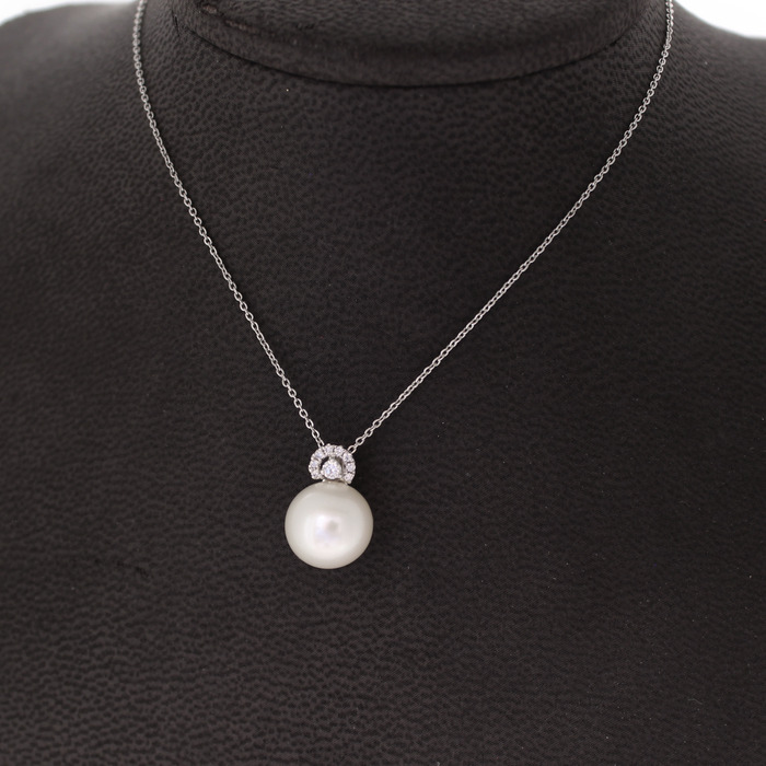 Ketting Met Hanger Witgoud 18 Karaat Parel Zirconium Tweedehands 4499-3281 Juwelier Clem Vercammen.jpg