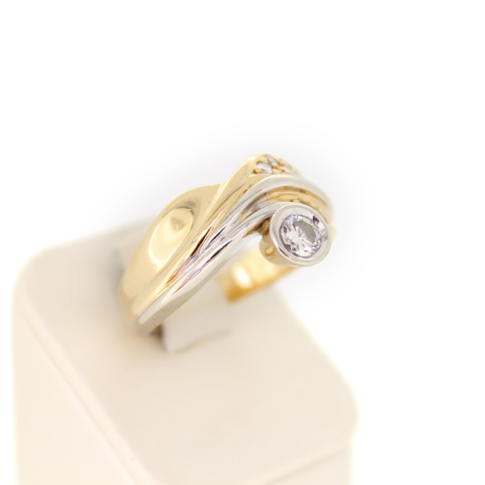 Ring Bicolor Wit Geelgoud 18 Karaat Briljanten Tweedehands 4498-3284 Juwelier Clem Vercammen.jpg