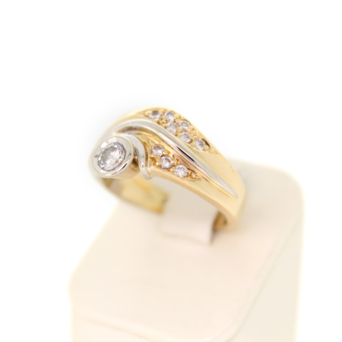 Ring Bicolor Wit Geelgoud 18 Karaat Briljanten Tweedehands 4498-3284 Juwelier Clem Vercammen.jpg