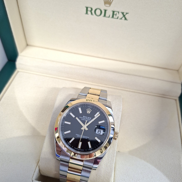 Rolex Datejust 41 126303 Oystersteel Geelgoud Zwarte Wijzerplaat Tweedehands 4154-2104 Juwelier Clem Vercammen.jpg
