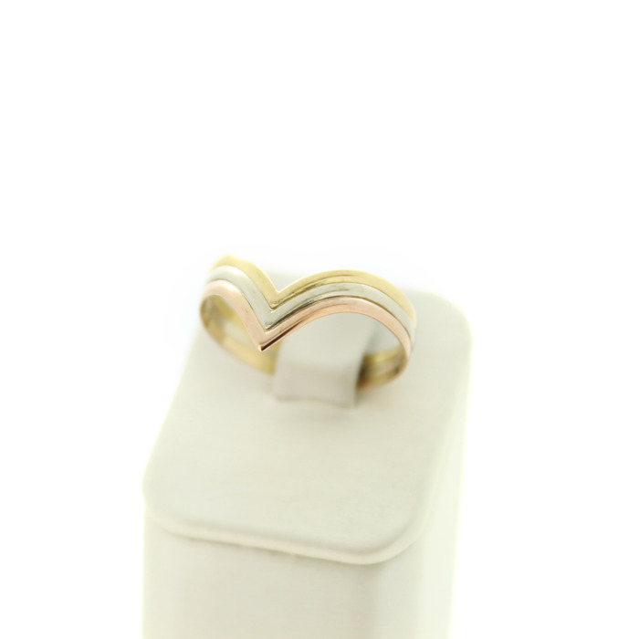 Ring Tricolore Wit Rose Geelgoud 18 Karaat TWeedehands 82499-3317 Juwelier Clem Vercammen.jpg